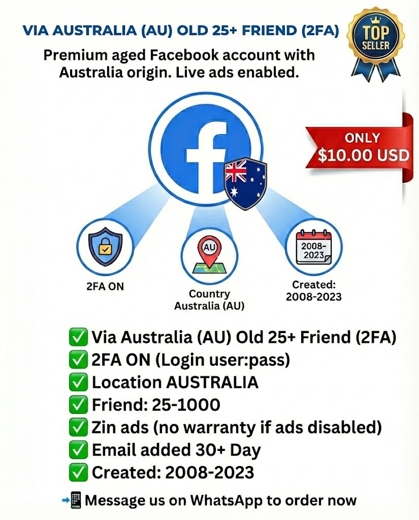 Comptes Facebook Australie 2FA anciens