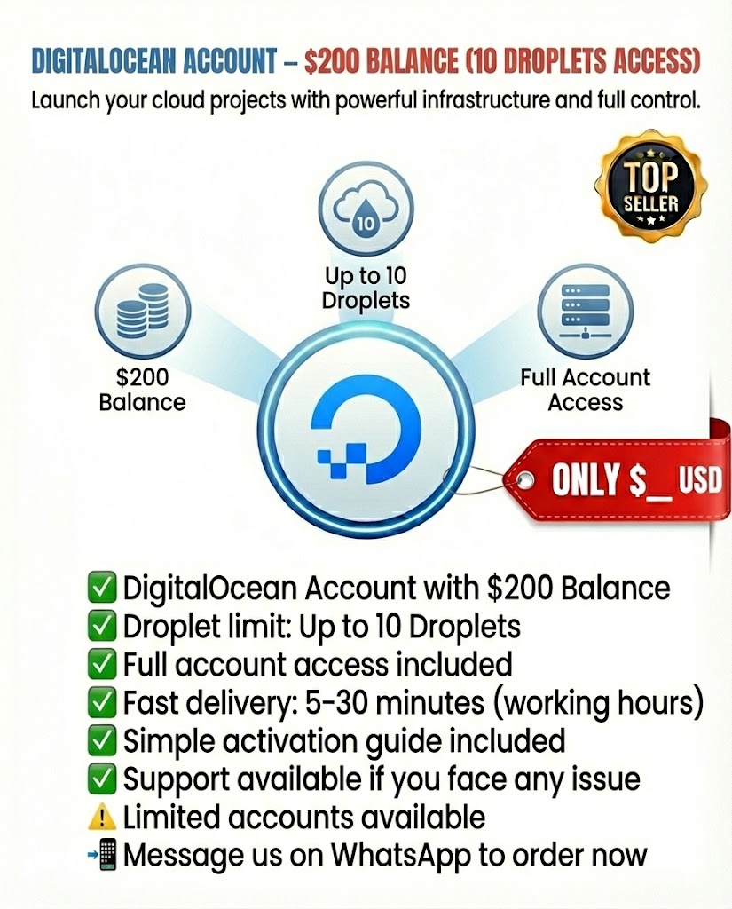 Acheter compte DigitalOcean 200 dollars credit
